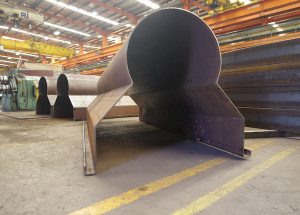 Bent steels inside a warehouse