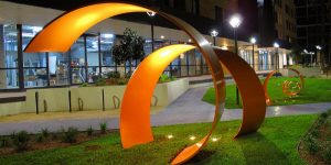 Orange Swirl design steel placed in the park