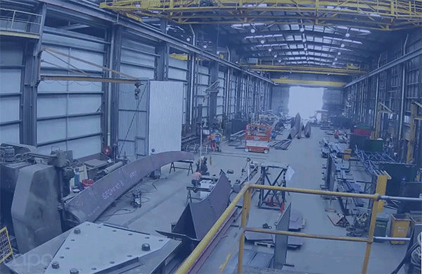 Time lapse of construction of Fontana bridge steel parts